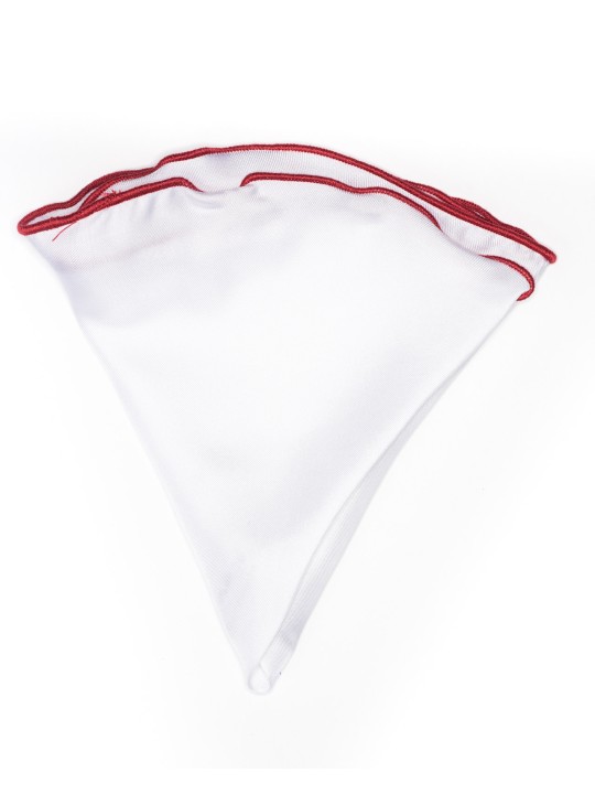 White Silk/ Red Trim Silk Pocket Circle